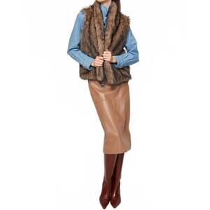 NEW ADROIT ATELIER blossom faux fur sleeveless vest in black cafe